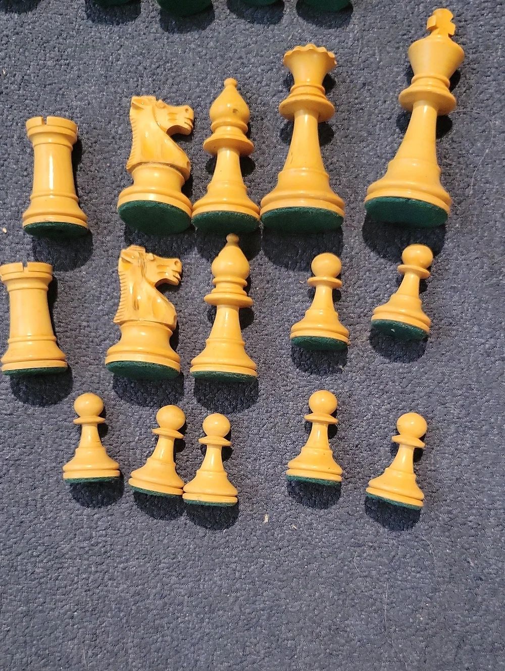 Vintage Hand Carved Wooden Chess Pieces With Box Made In France